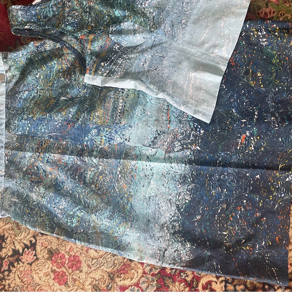 Vintage ‘60s ‘70s John Meyer 2 piece marble print skirt & tank ethereal blues M - Picture 3 of 11